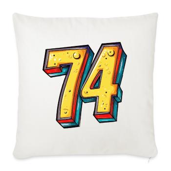 74 Zahl Bunt - Sofakissenbezug 45 x 45 cm - Naturweiß  - Vorne
