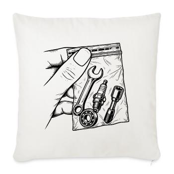 Mechanische Sucht – Pouch Tools Candle Key - Sofakissenbezug 45 x 45 cm - Naturweiß  - Vorne