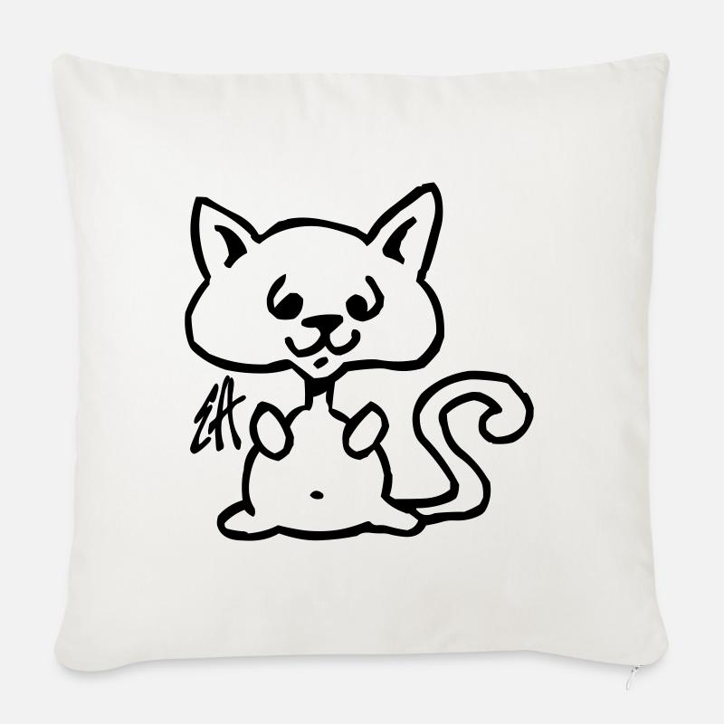 Katze - Sofakissenbezug 45 x 45 cm - Naturweiß 