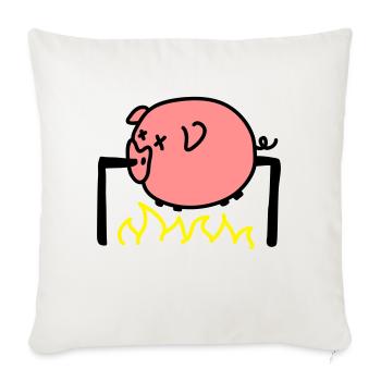 Schwein Grillen - Sofakissenbezug 45 x 45 cm - Naturweiß  - Vorne