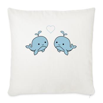 baby_wale_verliebt - Housse de coussin décorative 45 x 45 cm - blanc nature - Devant