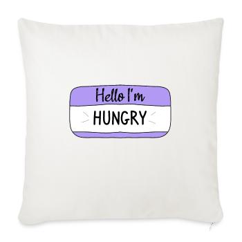 Bonjour j'ai faim, T-shirt drôle - Housse de coussin décorative 45 x 45 cm - blanc nature - Devant