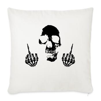 skull middle finger - Sofa pillowcase 17,3'' x 17,3'' (45 x 45 cm) - natural white - Front
