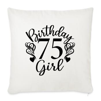 75e anniversaire Femmes Son anniversaire Fille 75 ans - Housse de coussin décorative 45 x 45 cm - blanc nature - Devant