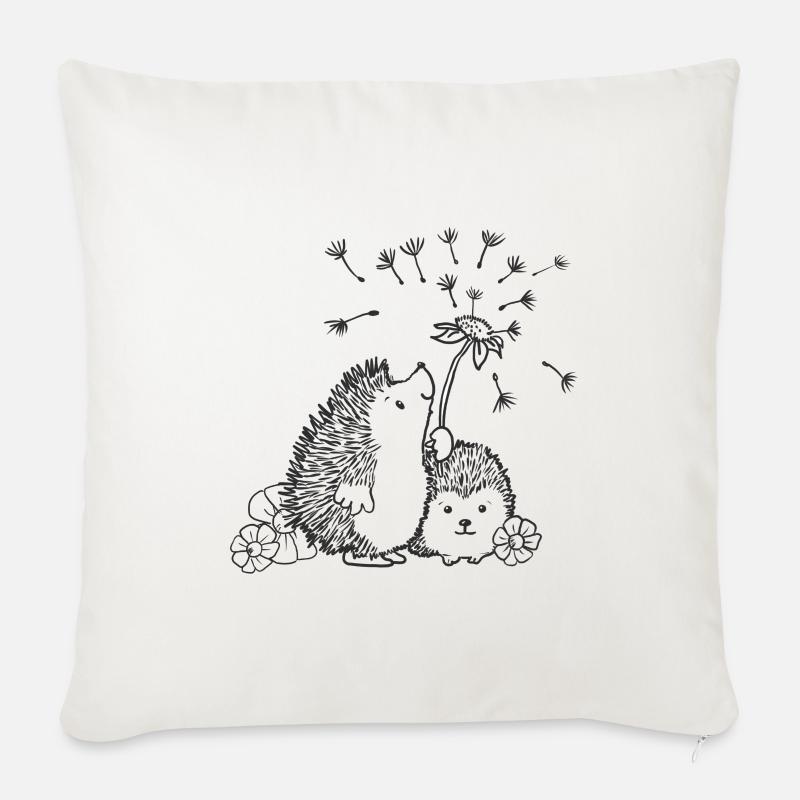 Glückliche Igel - Sofakissenbezug 45 x 45 cm - Naturweiß 