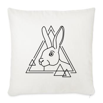 Lapin en forme géométrique - conception d’art au trait - Housse de coussin décorative 45 x 45 cm - blanc nature - Devant