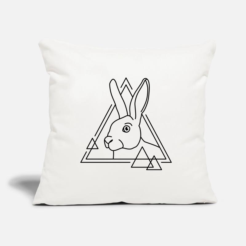 Lapin en forme géométrique - conception d’art au trait Housse de coussin décorative 45 x 45 cm