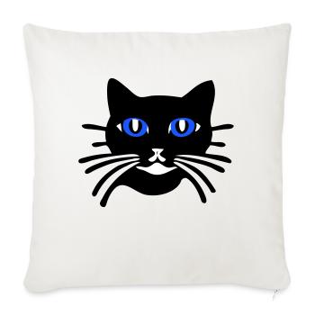 Dessin animé de chat (Couleurs personnalisables) - Housse de coussin décorative 45 x 45 cm - blanc nature - Devant