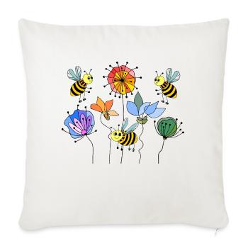 Bienen - Sofakissenbezug 45 x 45 cm - Naturweiß  - Vorne