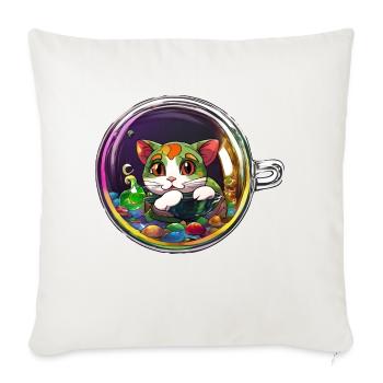 Kitten in a Cup: Adorable Cat Tee - Sofa pillowcase 17,3'' x 17,3'' (45 x 45 cm) - natural white - Front