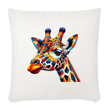 Girafe colorée et peinte comme Arlequin - Housse de coussin décorative 45 x 45 cm - blanc nature - Devant
