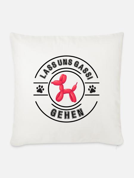 Komm wir gehen Gassi - Sofakissenbezug 45 x 45 cm - Naturweiß