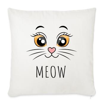 Meow Katze Augen Gelb - Sofakissenbezug 45 x 45 cm - Naturweiß  - Vorne