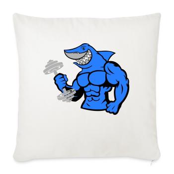 Haltère de musculation requin requin 1 - Housse de coussin décorative 45 x 45 cm - blanc nature - Devant