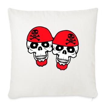 2 Crâne de pirate Squelette Crâne Équipe d’Halloween - Housse de coussin décorative 45 x 45 cm - blanc nature - Devant
