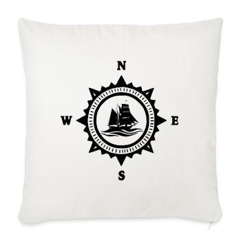 The Black Boat and the Compass - Sofa pillowcase 17,3'' x 17,3'' (45 x 45 cm) - natural white - Front