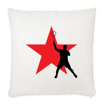 Badminton - Sport - Racket - Sofa pillowcase 17,3'' x 17,3'' (45 x 45 cm) - natural white - Front