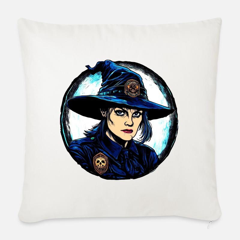 Hexen Polizistin - Sofakissenbezug 45 x 45 cm - Naturweiß 
