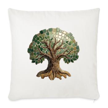 Mosaïque de l’Arbre de Vie - Art spirituel pour la nature Fan - Housse de coussin décorative 45 x 45 cm - blanc nature - Devant