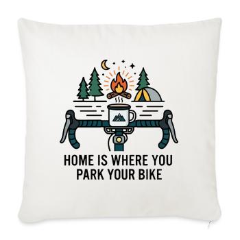 Zuhause ist der Ort, an dem du dein Fahrrad parkst. Campingbecher. - Sofakissenbezug 45 x 45 cm - Naturweiß  - Vorne