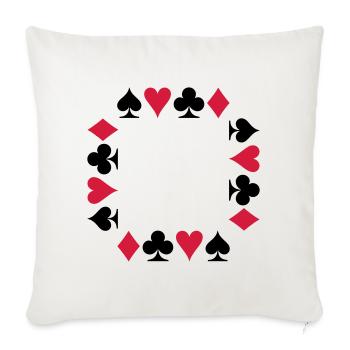 Cartes - Poker - Bridge - Housse de coussin décorative 45 x 45 cm - blanc nature - Devant