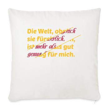 Welt Spruch Abstrakt Schrift farbig Geschenkidee - Sofakissenbezug 45 x 45 cm - Naturweiß  - Vorne