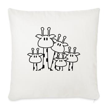 Cute giraffe family 3 children mom dad giraffe - Sofa pillowcase 17,3'' x 17,3'' (45 x 45 cm) - natural white - Front