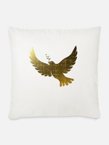 Goldene Friedenstauben - Sofakissenbezug 45 x 45 cm - Naturweiß