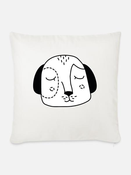 Hund Gesicht Hundekopf - Sofakissenbezug 45 x 45 cm - Naturweiß