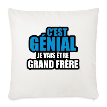 c'est génial je vais être grand frère - Housse de coussin décorative 45 x 45 cm - blanc nature - Devant