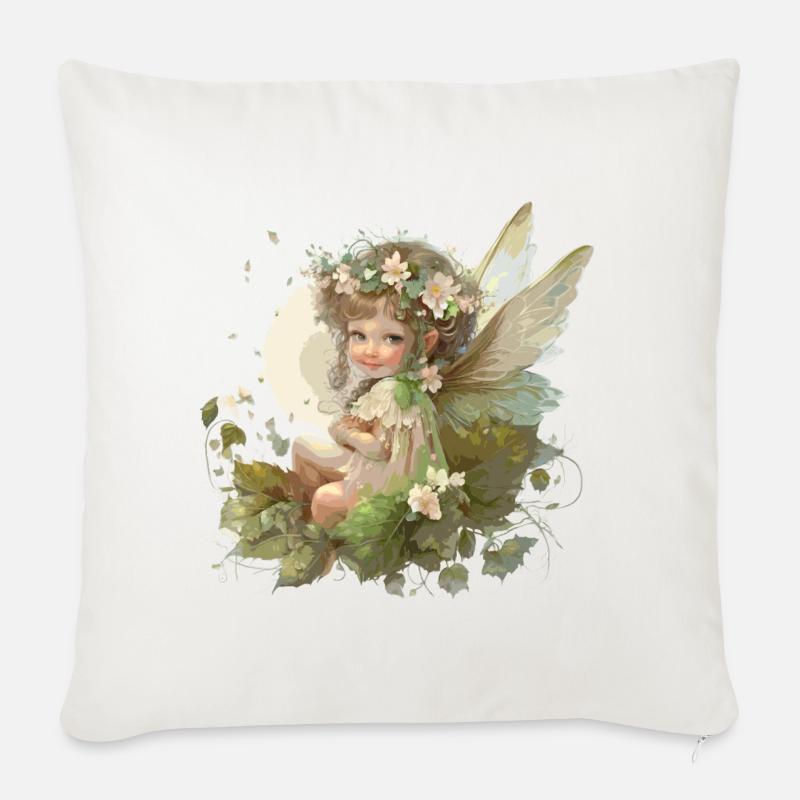 Blumenelfe - Sofakissenbezug 45 x 45 cm - Naturweiß