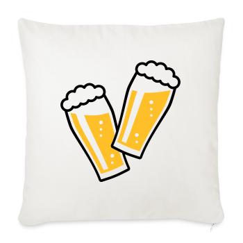 2 Biergläser Stoßen An (Bier / Willibecher / 2C) - Sofakissenbezug 45 x 45 cm - Naturweiß  - Vorne