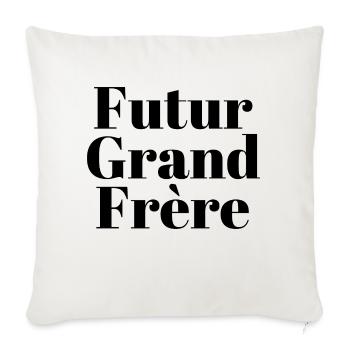 Futur grand frère - annonce futur grand frère - Housse de coussin décorative 45 x 45 cm - blanc nature - Devant