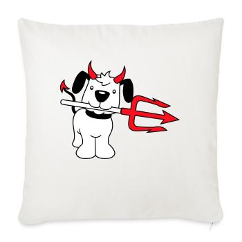 Dog Devil Satan Hell Evil Trident Horns Cool - Sofa pillowcase 17,3'' x 17,3'' (45 x 45 cm) - natural white - Front