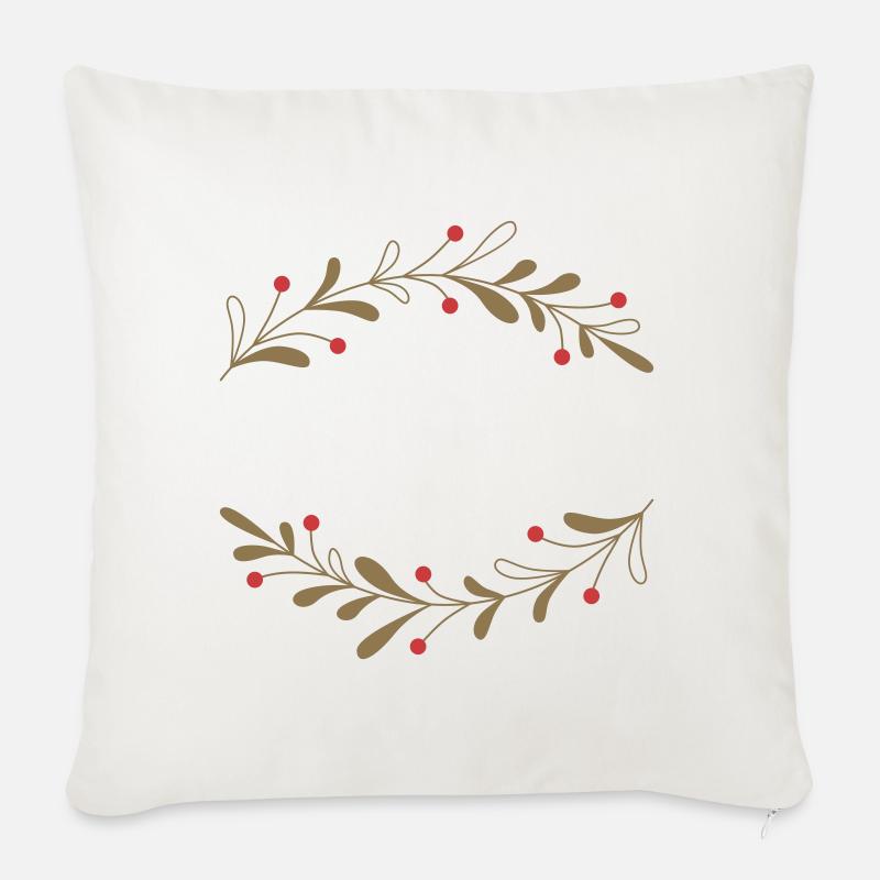Couronne de feuilles d'automne en filigrane - Housse de coussin décorative 45 x 45 cm - blanc nature