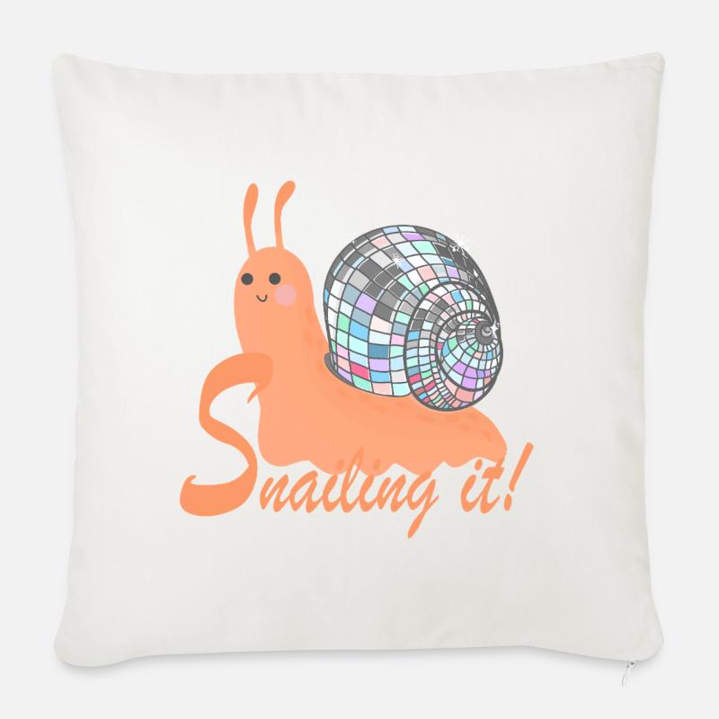 Escargot ! – Escargot coloré avec boule disco - Housse de coussin décorative 45 x 45 cm - blanc nature