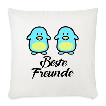 Pinguine Beste Freunde - Sofakissenbezug 45 x 45 cm - Naturweiß  - Vorne