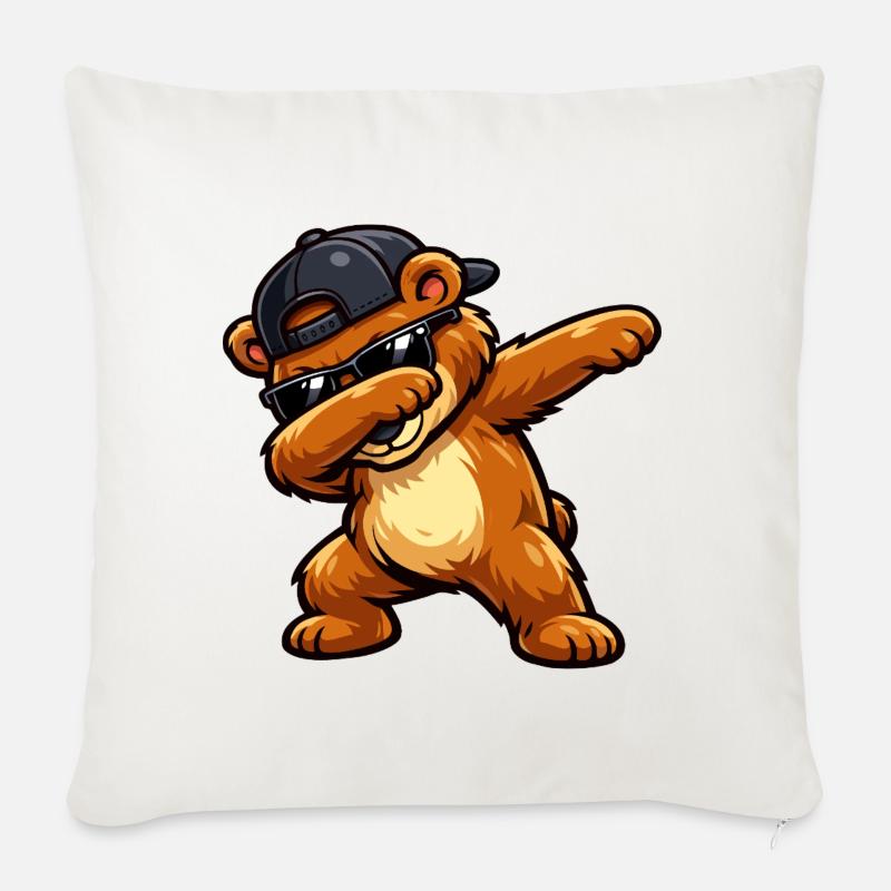 Dabbing Bear - Sofakissenbezug 45 x 45 cm - Naturweiß 