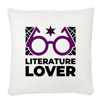 Literature Lover Glasses Text - Sofa pillowcase 17,3'' x 17,3'' (45 x 45 cm) - natural white - Front