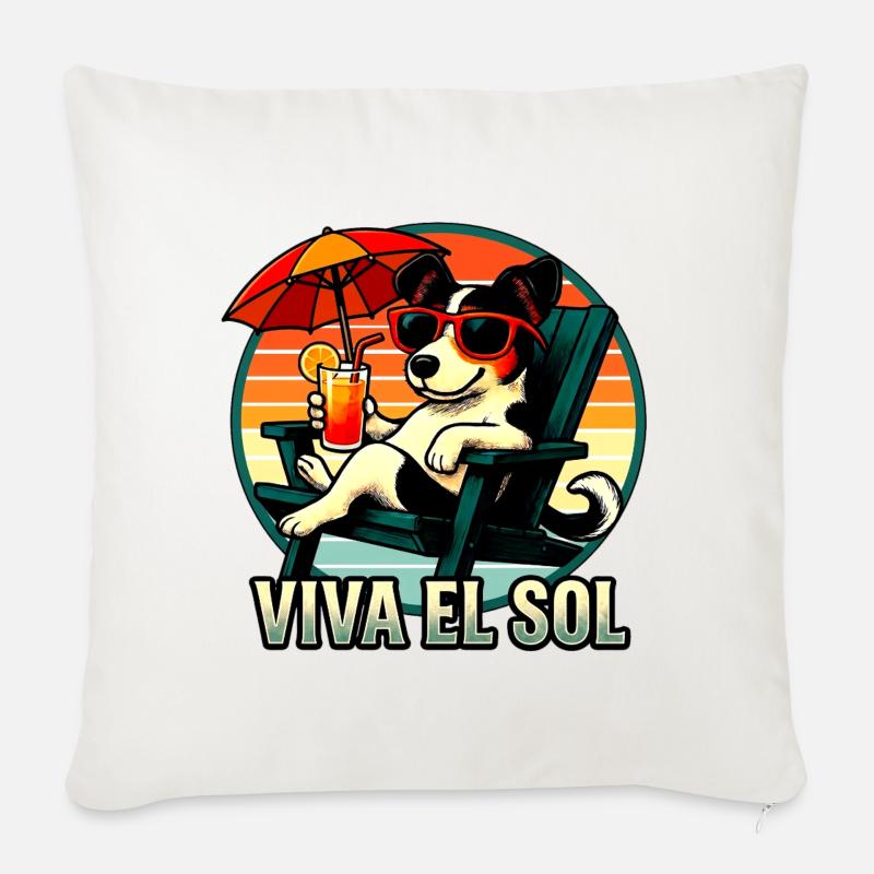 VIVA EL SOL - Sofakissenbezug 45 x 45 cm - Naturweiß 