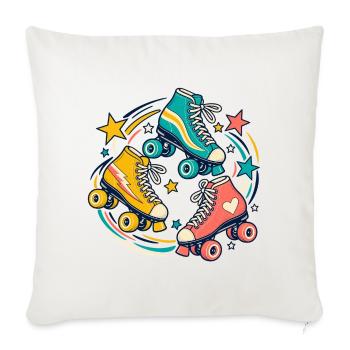 Rollschuhrunde – Gemeinsam in Bewegung - Sofakissenbezug 45 x 45 cm - Naturweiß  - Vorne