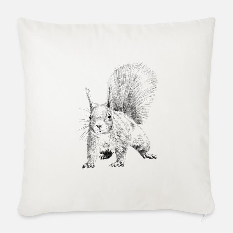 Eichhörnchen  - Sofakissenbezug 45 x 45 cm - Naturweiß 