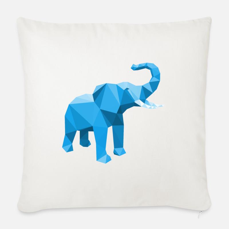 Elephant blue with stylish LowPoly effect - Sofa pillowcase 17,3'' x 17,3'' (45 x 45 cm) - natural white