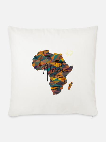 Afrika Kontinent - Sofakissenbezug 45 x 45 cm - Naturweiß 