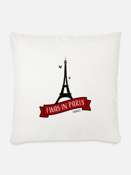 Paris I Was In Paris (I Love Paris) - Sofakissenbezug 45 x 45 cm - Naturweiß 