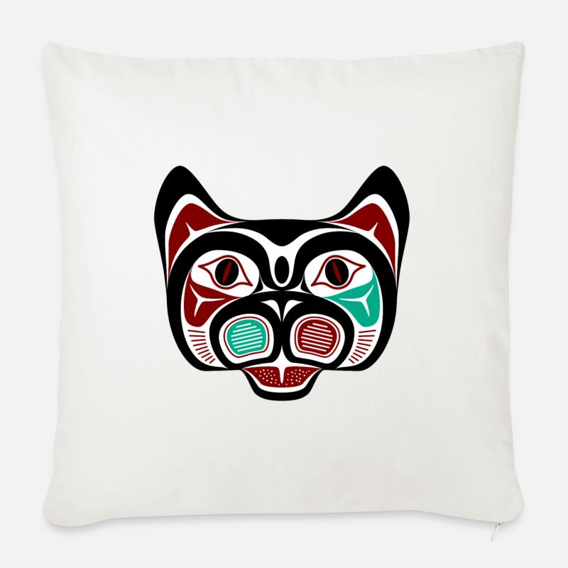 Northwest Pacific coast Haida Kitty - Sofakissenbezug 45 x 45 cm - Naturweiß 