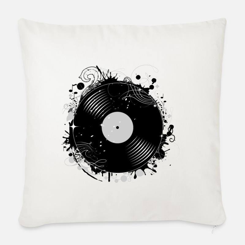 Schallplatte im Graffiti Design - Sofakissenbezug 45 x 45 cm - Naturweiß 