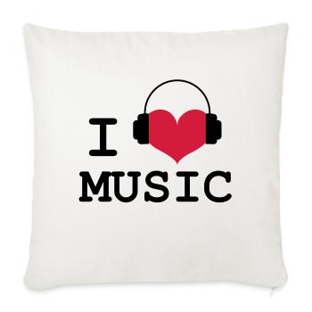 I Love Music ! - Housse de coussin décorative 45 x 45 cm - blanc nature - Devant