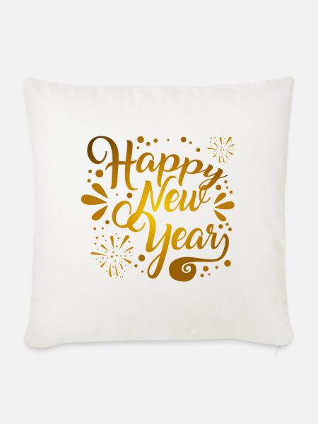 Happy New Year - Sofakissenbezug 45 x 45 cm - Naturweiß 
