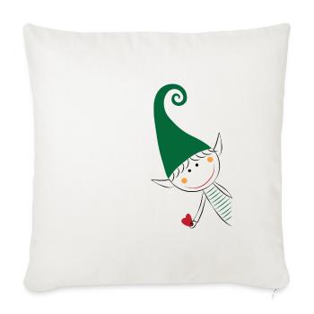 Cadeau de brownie elfe de Noël elfe - Housse de coussin décorative 45 x 45 cm - blanc nature - Devant